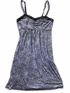 Soma Light Lavender Purple & Black Cheetah Print Nightie Dress